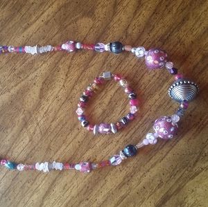 Handmade glass beaded necklace and bracelet